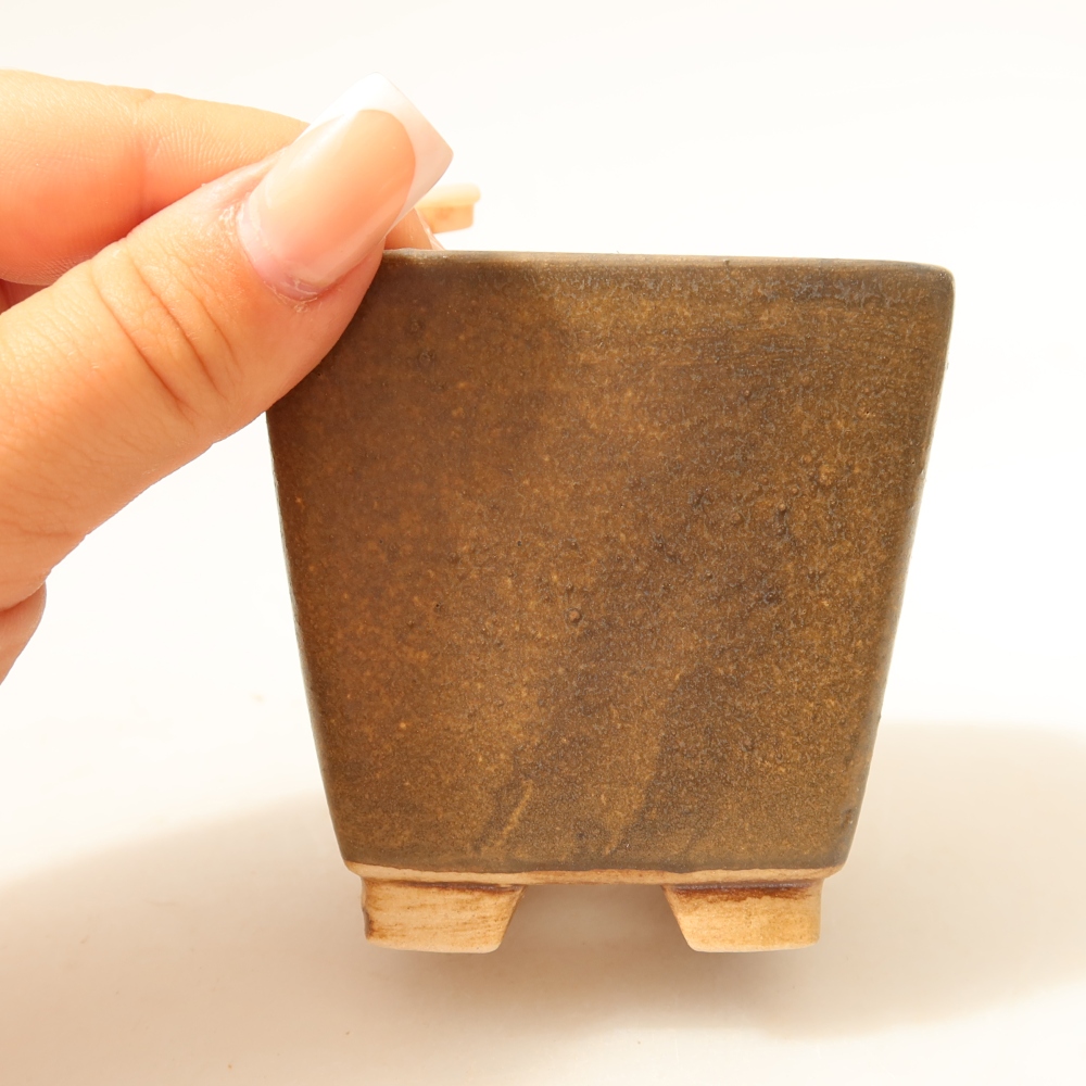 Ceramic bonsai bowl 7,5 x 7,5 x 7,5 cm, brown