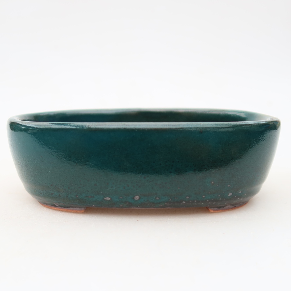 Ceramic bonsai pot, 13 x 8.5 x 4 cm, green