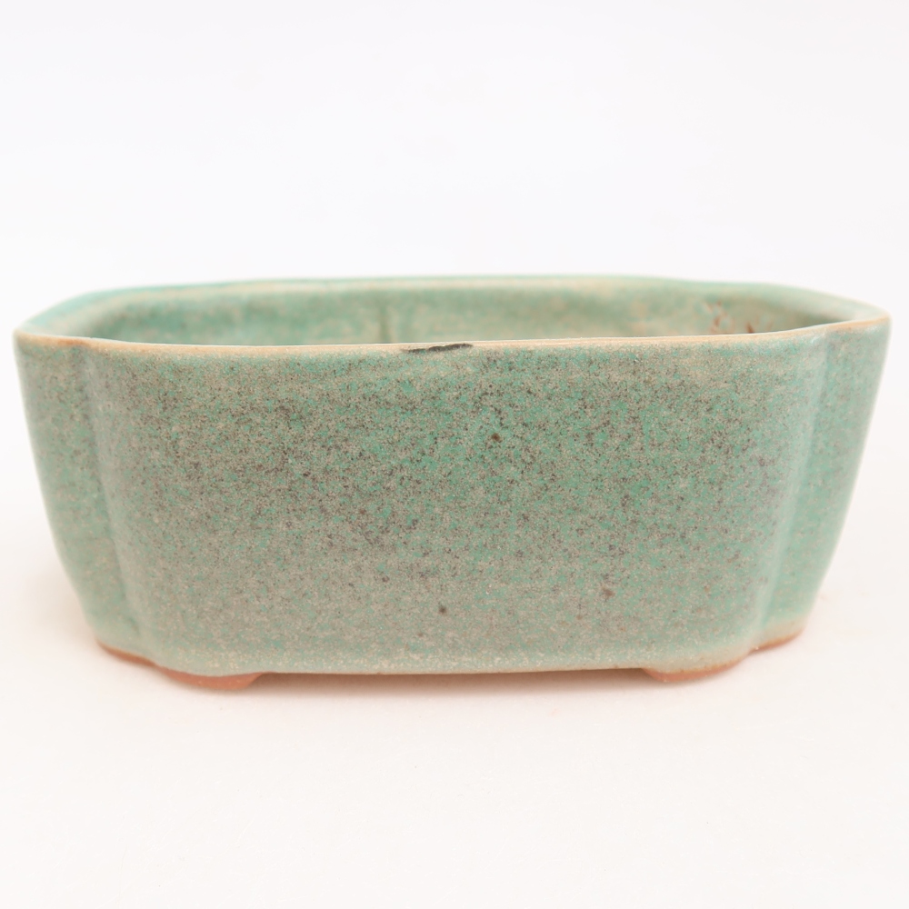 Ceramic bonsai pot, 12.5 x 10 x 4.5 cm, green