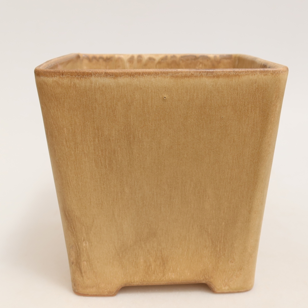 Ceramic bonsai pot, 13 x 13 x 13.5 cm, beige
