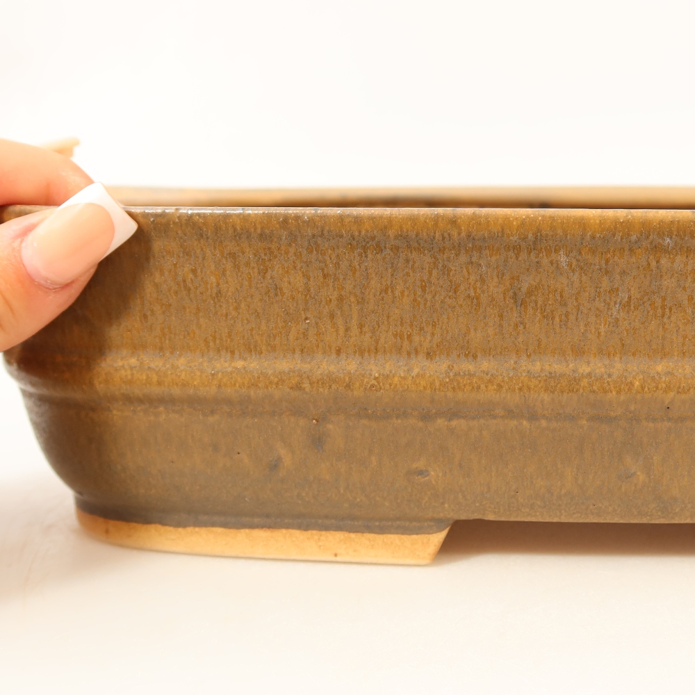 Ceramic bonsai pot, 29.5 x 25 x 7 cm, brown
