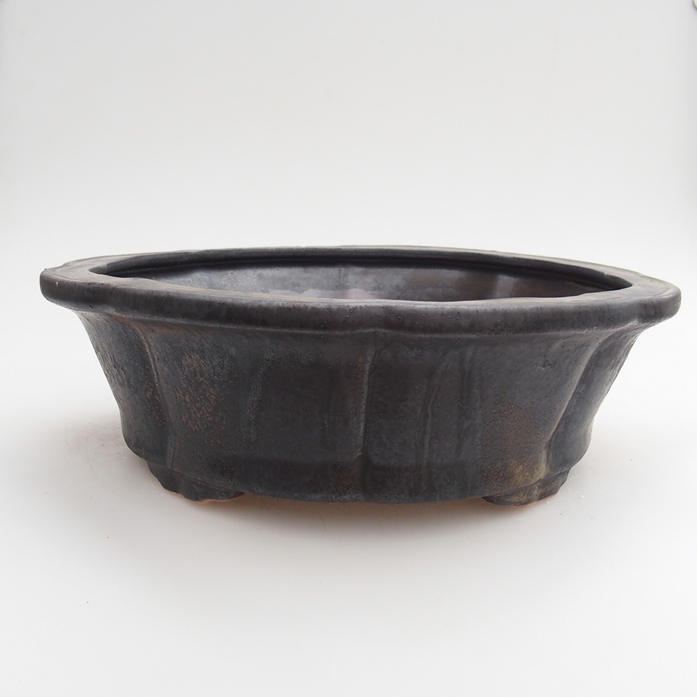 Ceramic bonsai bowl 26 x 26 x 8 cm, grey-green