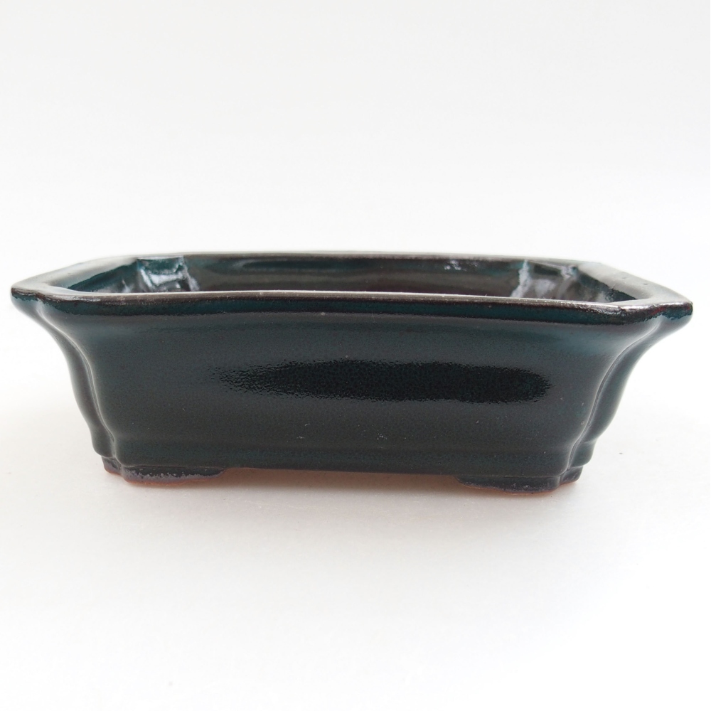 Ceramic bonsai bowl 13 x 10,5 x 4 cm, color green