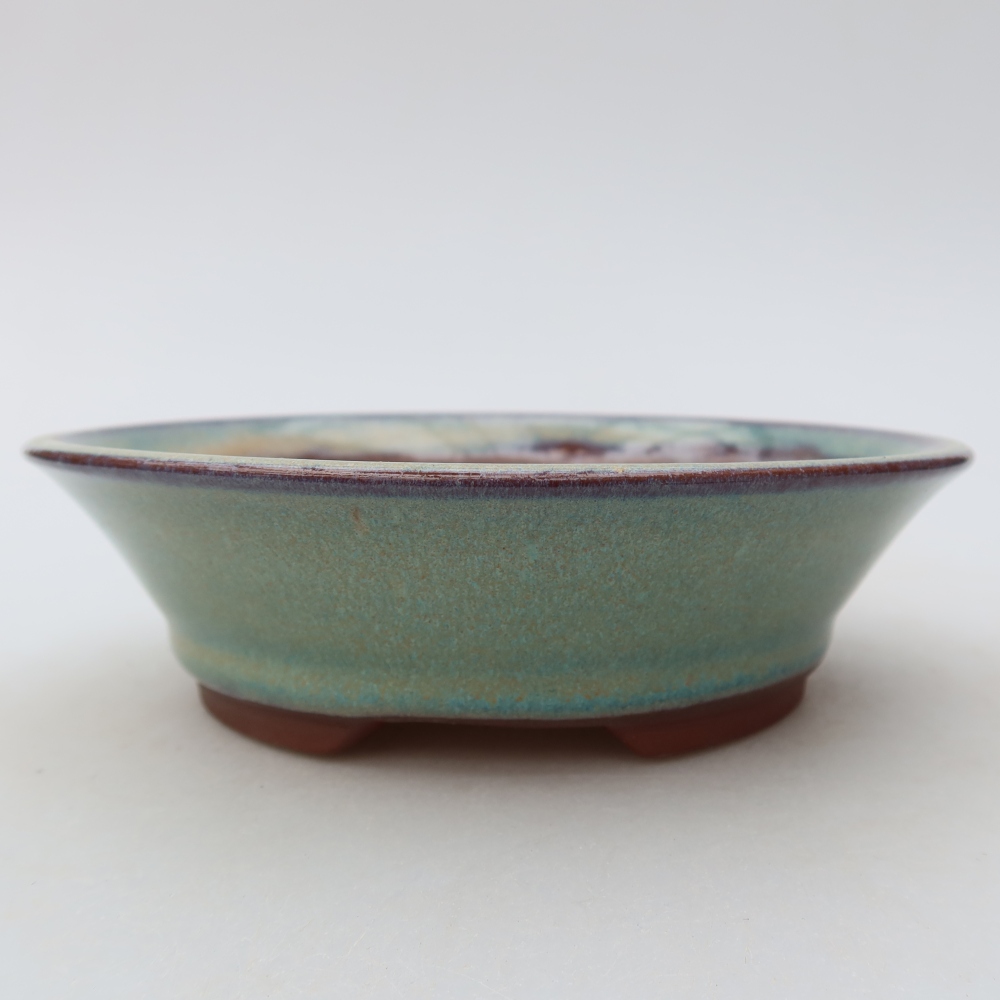 Ceramic bonsai pot, 16 x 16 x 4.5 cm, green