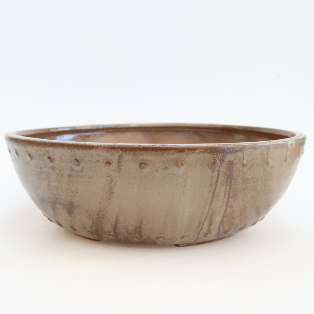 Ceramic bonsai bowl 24,5 x 24,5 x 7,5 cm, brown