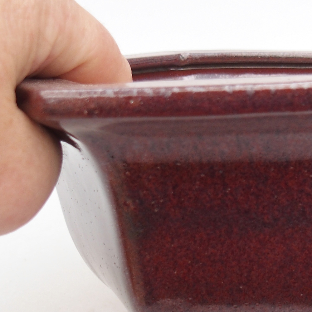 Ceramic bonsai bowl 18 x 16 x 9 cm, burgundy