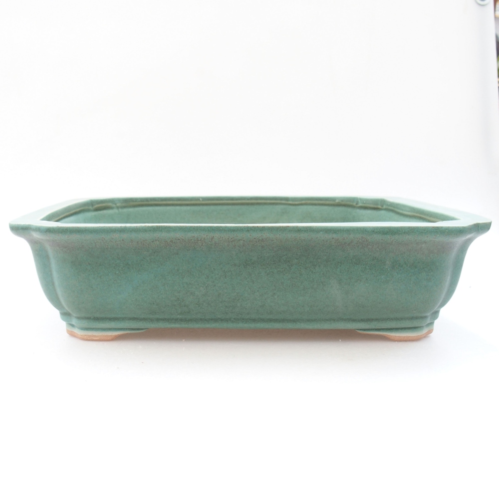 Ceramic bonsai bowl 27,5 x 21,5 x 7 cm, color green