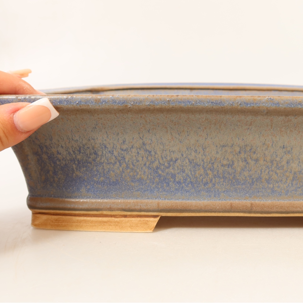 Ceramic bonsai pot, 29.5 x 24 x 8 cm, blue