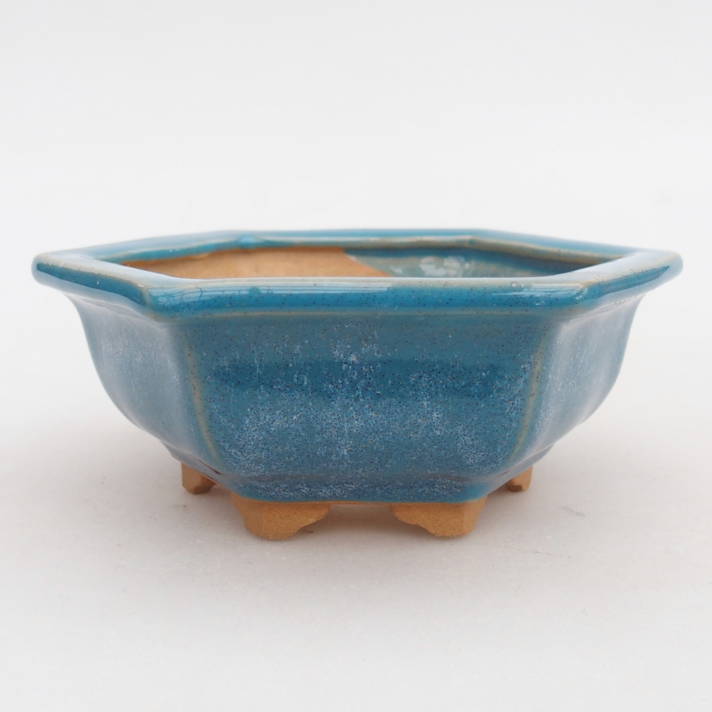 Ceramic bonsai bowl 12 x 10,5 x 4,5 cm, colour blue