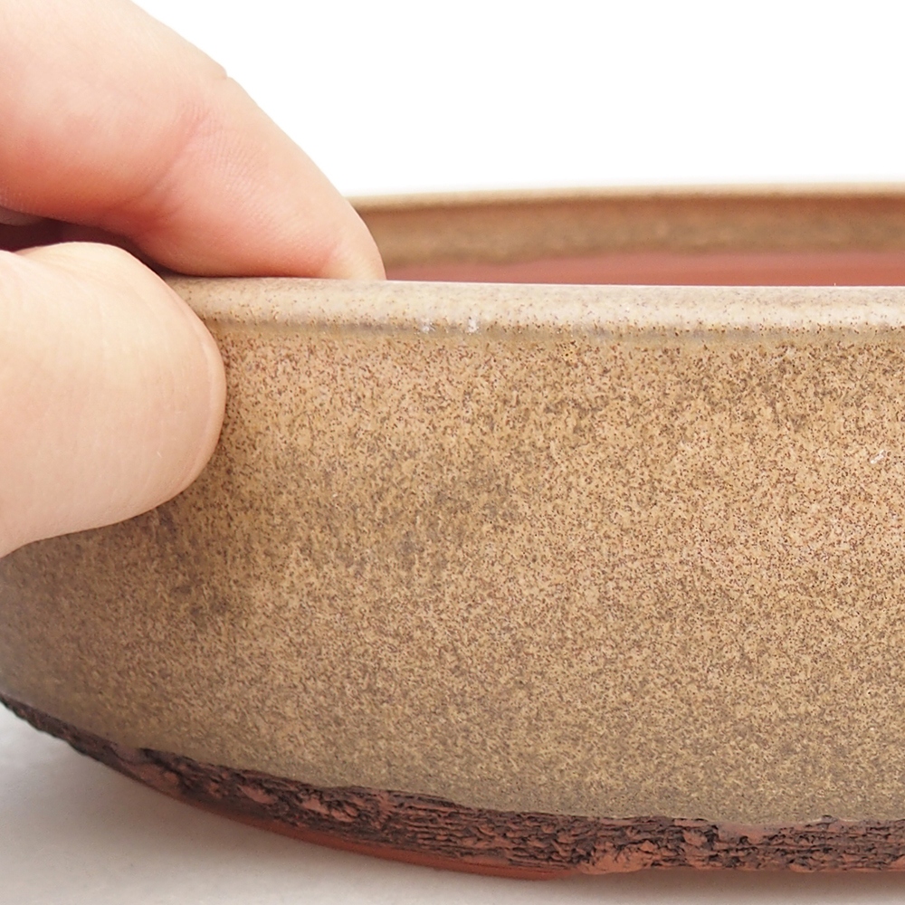 Ceramic bonsai bowl 24,5 x 24,5 x 6 cm, brown