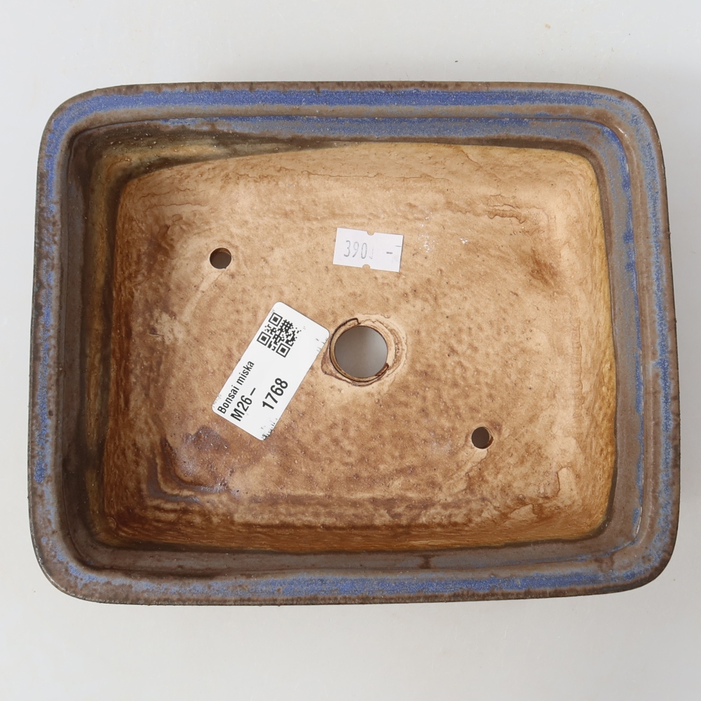 Ceramic bonsai pot, 17.5 x 14.5 x 5.5 cm, blue