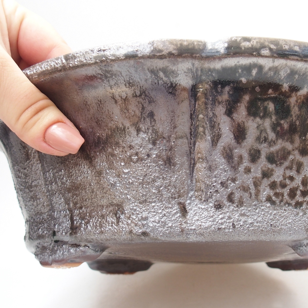 Ceramic bonsai bowl 26,5 x 26,5 x 8 cm, black