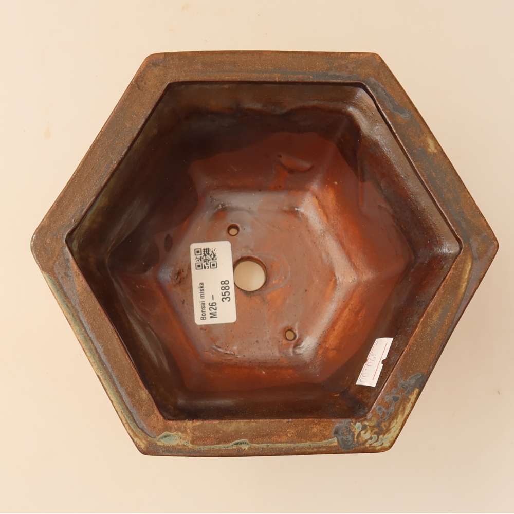 Ceramic bonsai bowl 18,5 x 16,5 x 9 cm, brown