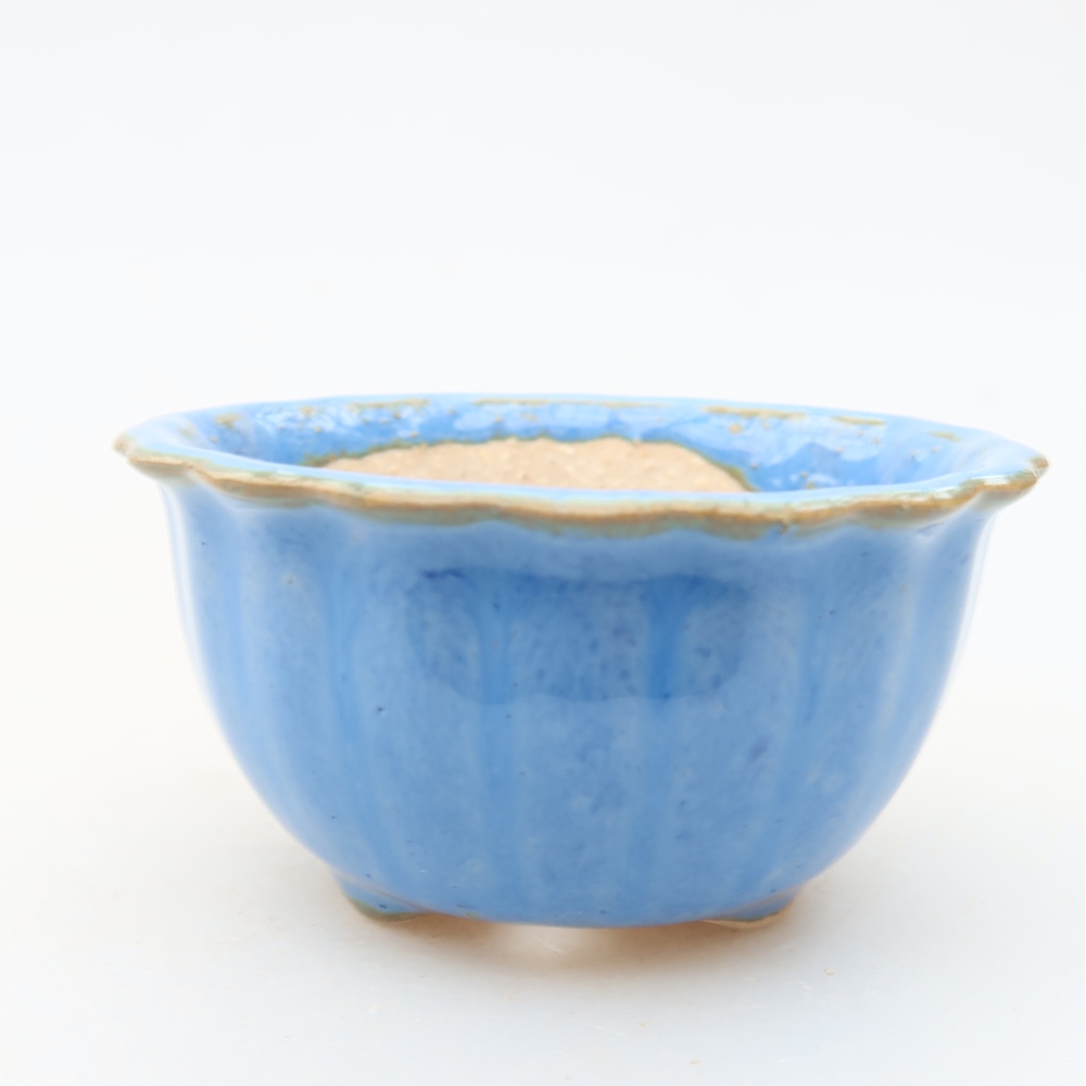 Ceramic bonsai pot, 7 x 7 x 4 cm, blue
