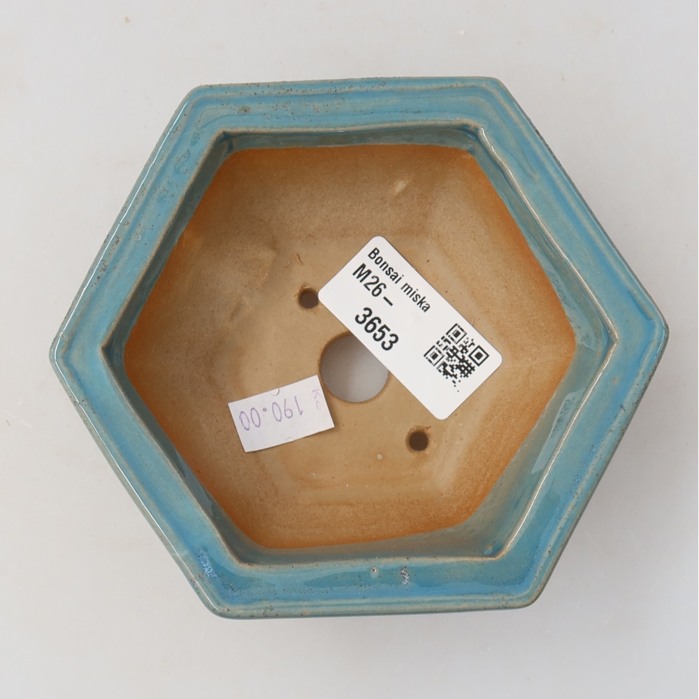 Ceramic bonsai bowl 12 x 10,5 x 4,5 cm, colour blue