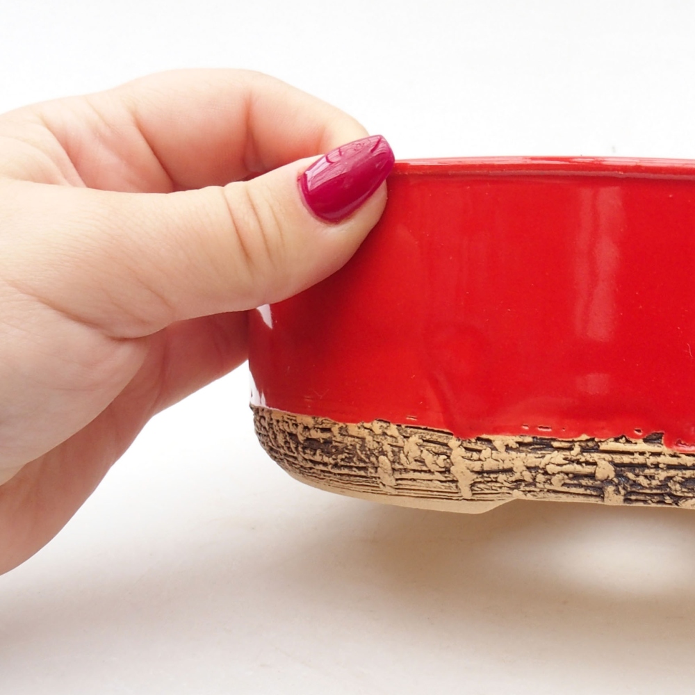 Ceramic bonsai bowl 17 x 17 x 6 cm, color red