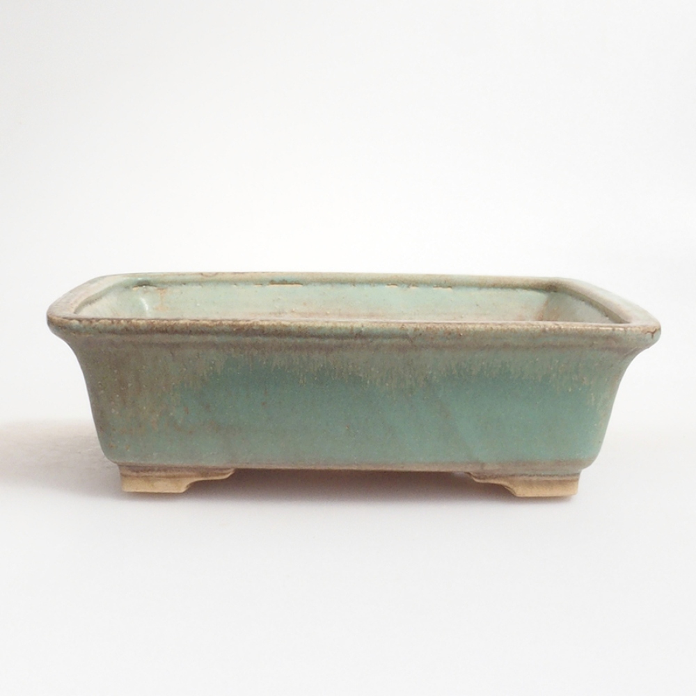 Ceramic bonsai bowl 17,5 x 14 x 5 cm, color green