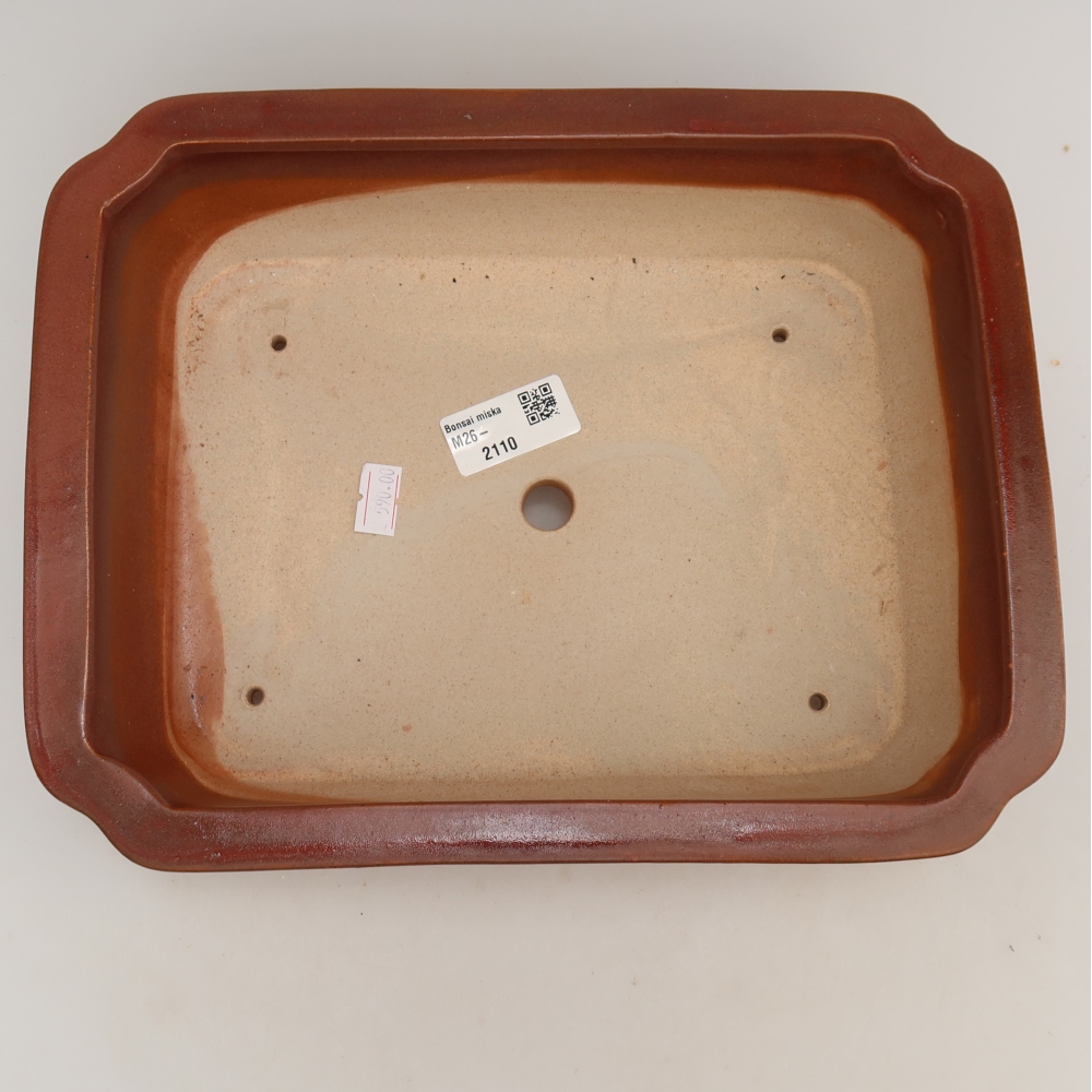 Ceramic bonsai pot, 27.5 x 21.5 x 7 cm, burgundy