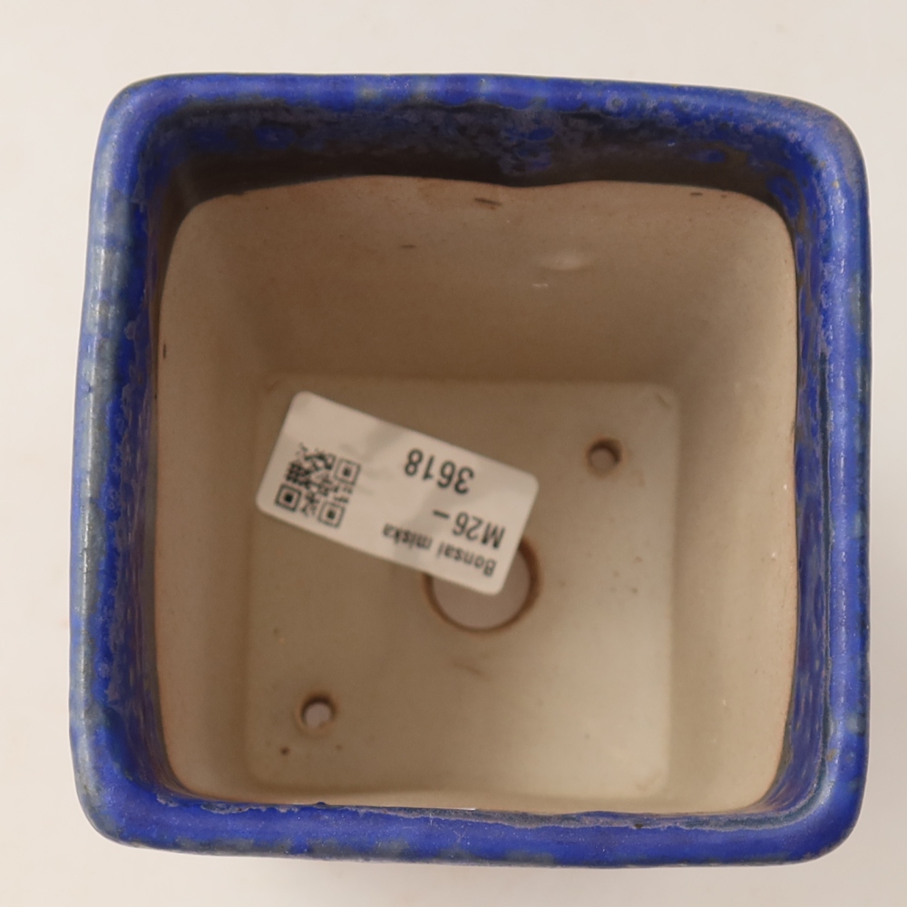 Ceramic bonsai pot, 9 x 9 x 11.5 cm, blue