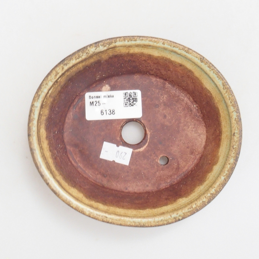 Ceramic bonsai bowl 13,,5 x 12 x 3,5 cm, color green