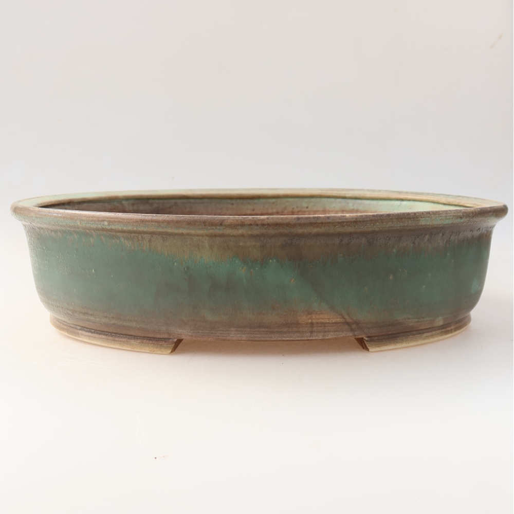 Ceramic bonsai pot, 31 x 27 x 7.5 cm, green