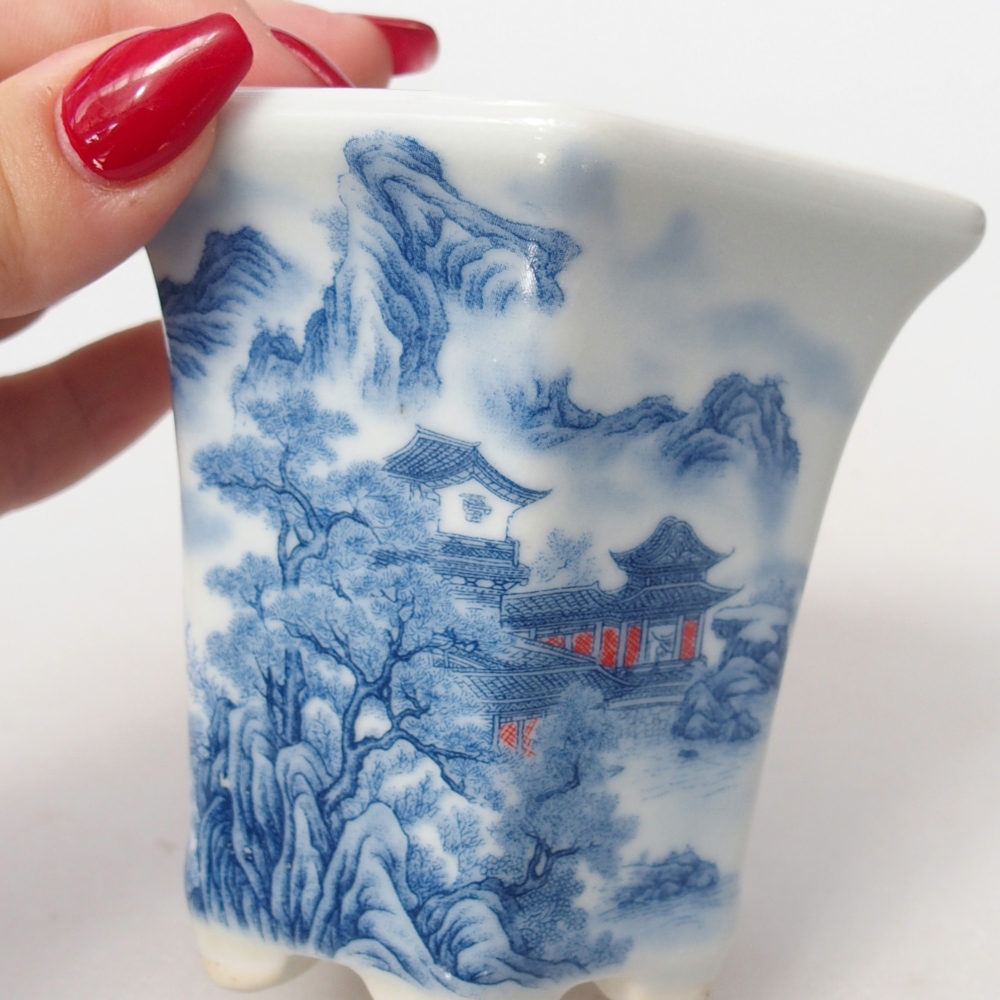 Ceramic bonsai bowl 10 x 9 x 9 cm, colour white
