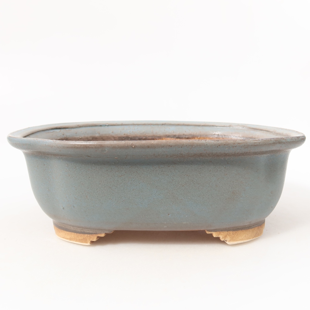 Ceramic bonsai pot, 20.5 x 16.5 x 7 cm, blue
