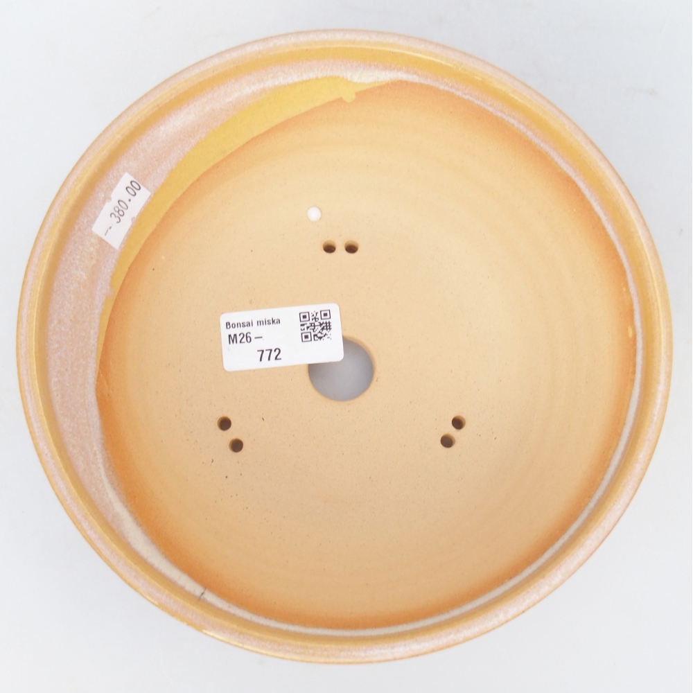 Ceramic bonsai bowl 18,5 x 18,5 x 6,5 cm, colour brown-yellow