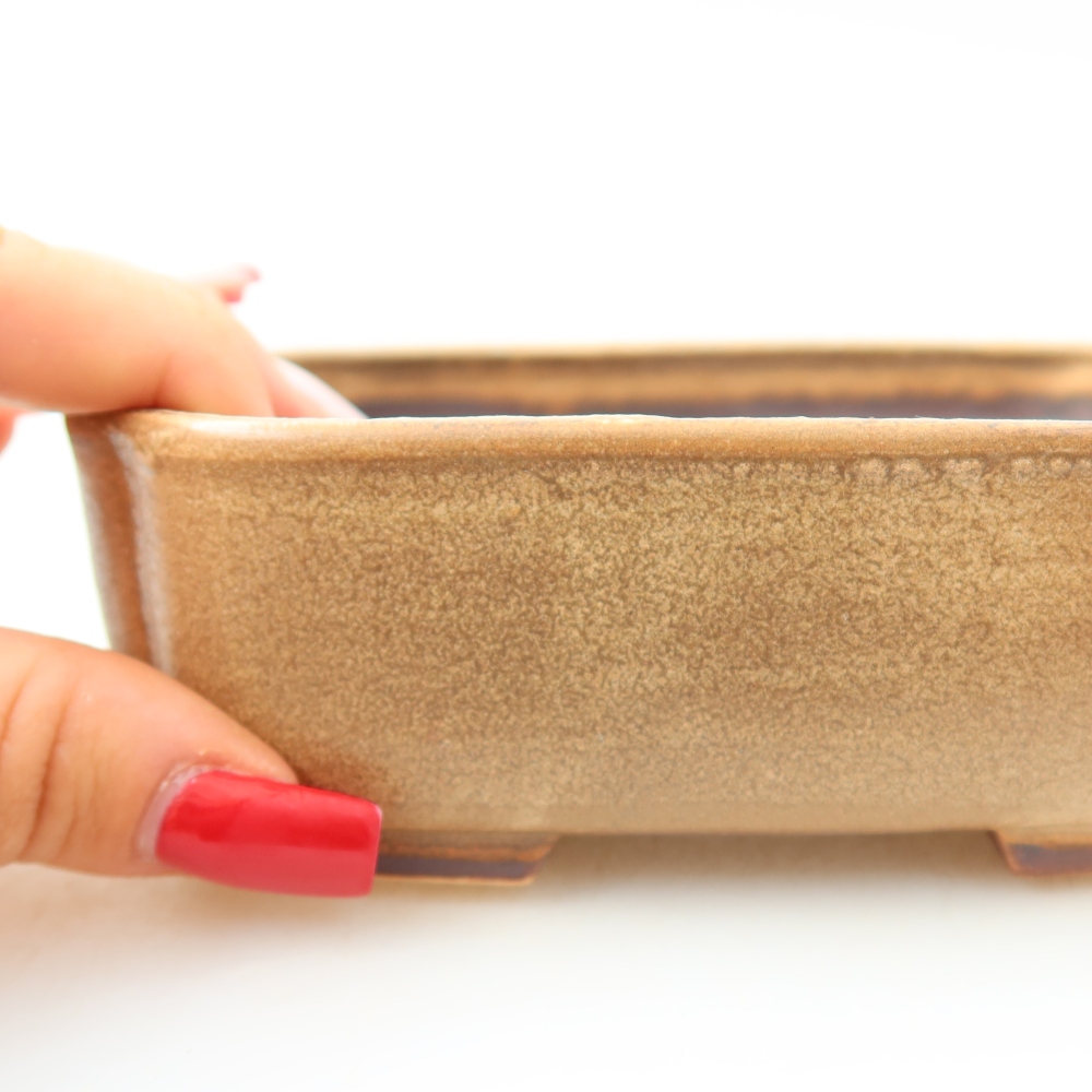 Ceramic bonsai pot, 13.5 x 12 x 4 cm, beige
