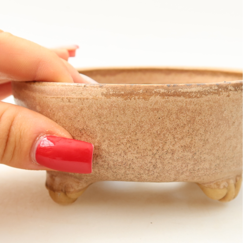Ceramic bonsai pot, 10.5 x 10.5 x 4 cm, pink