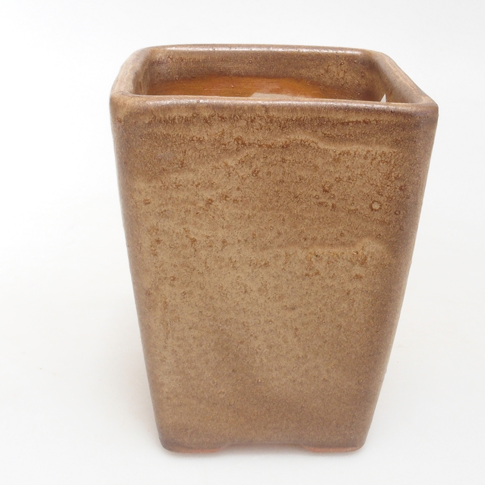 Ceramic bonsai bowl 8,5 x 8,5 x 11 cm, color brown