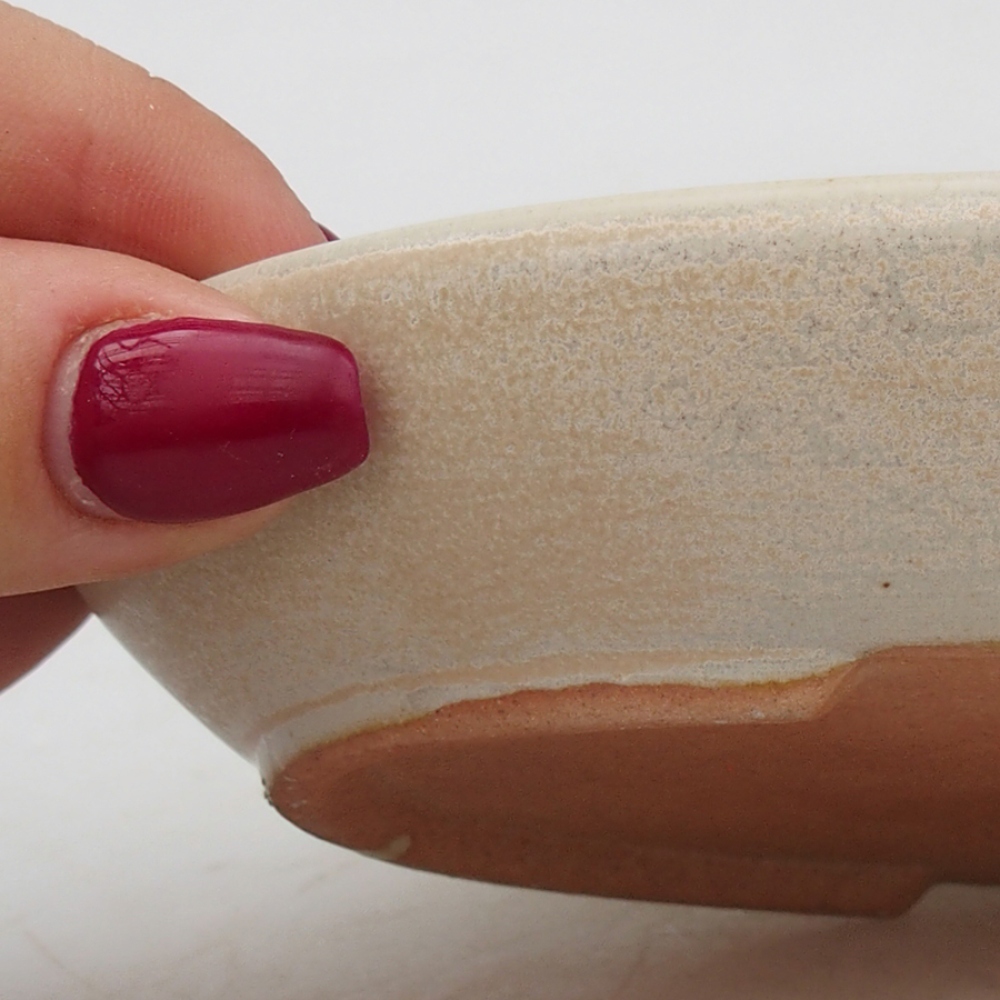 Ceramic bonsai bowl 15,5 x 11 x 2,5 cm, beige blue