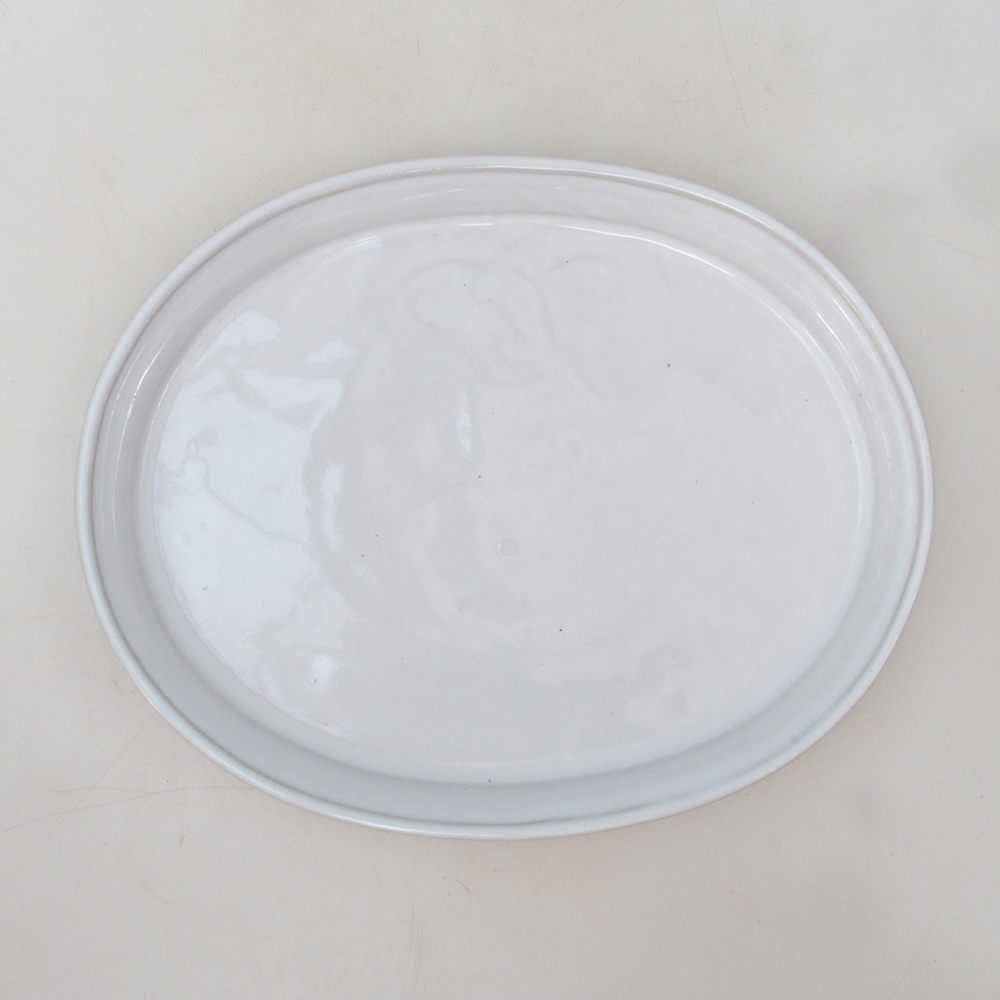 Bonsai bowl oval M - 22.5 x 18 x 1.5 cm - white