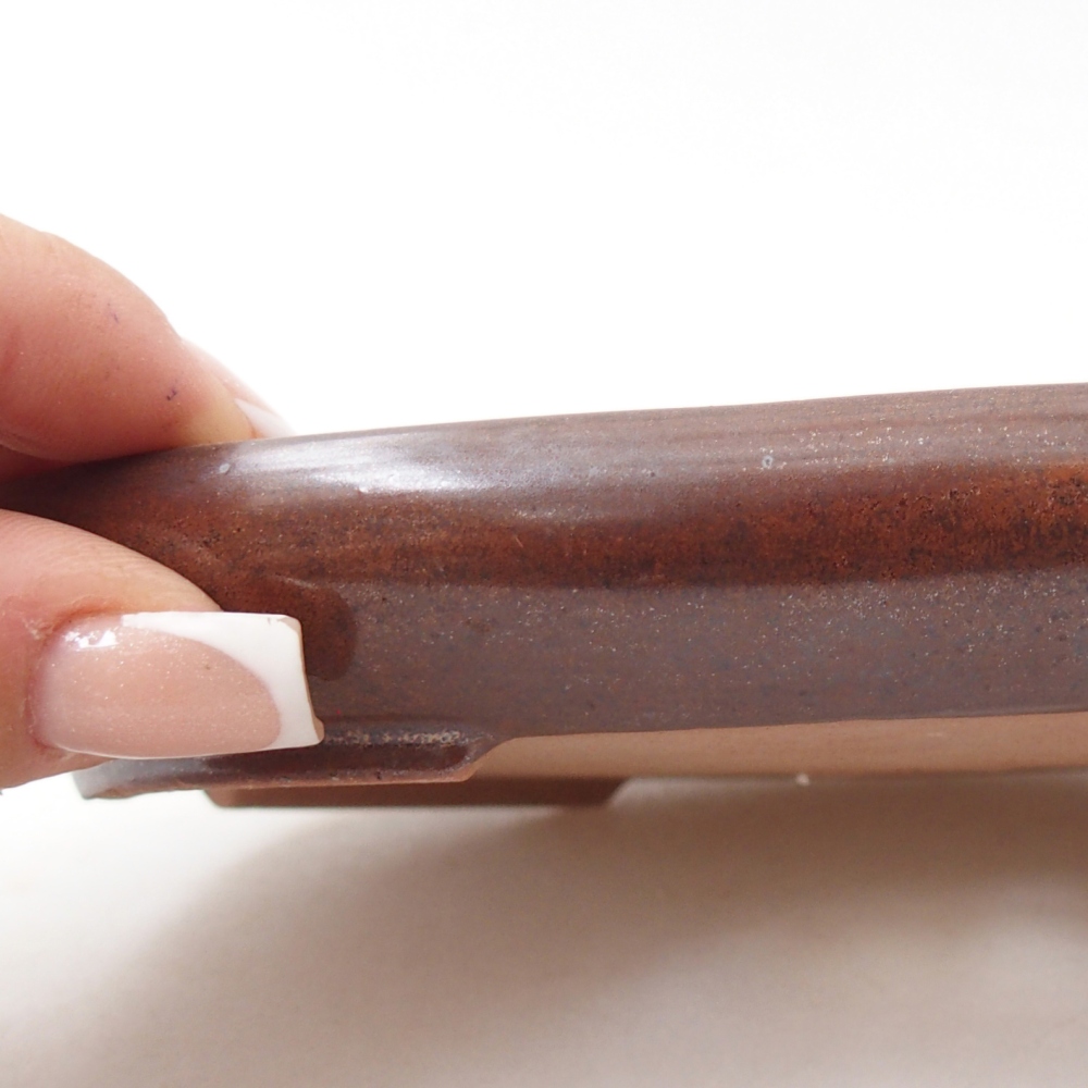 Ceramic bonsai bowl 17 x 12,5 x 2 cm, brown