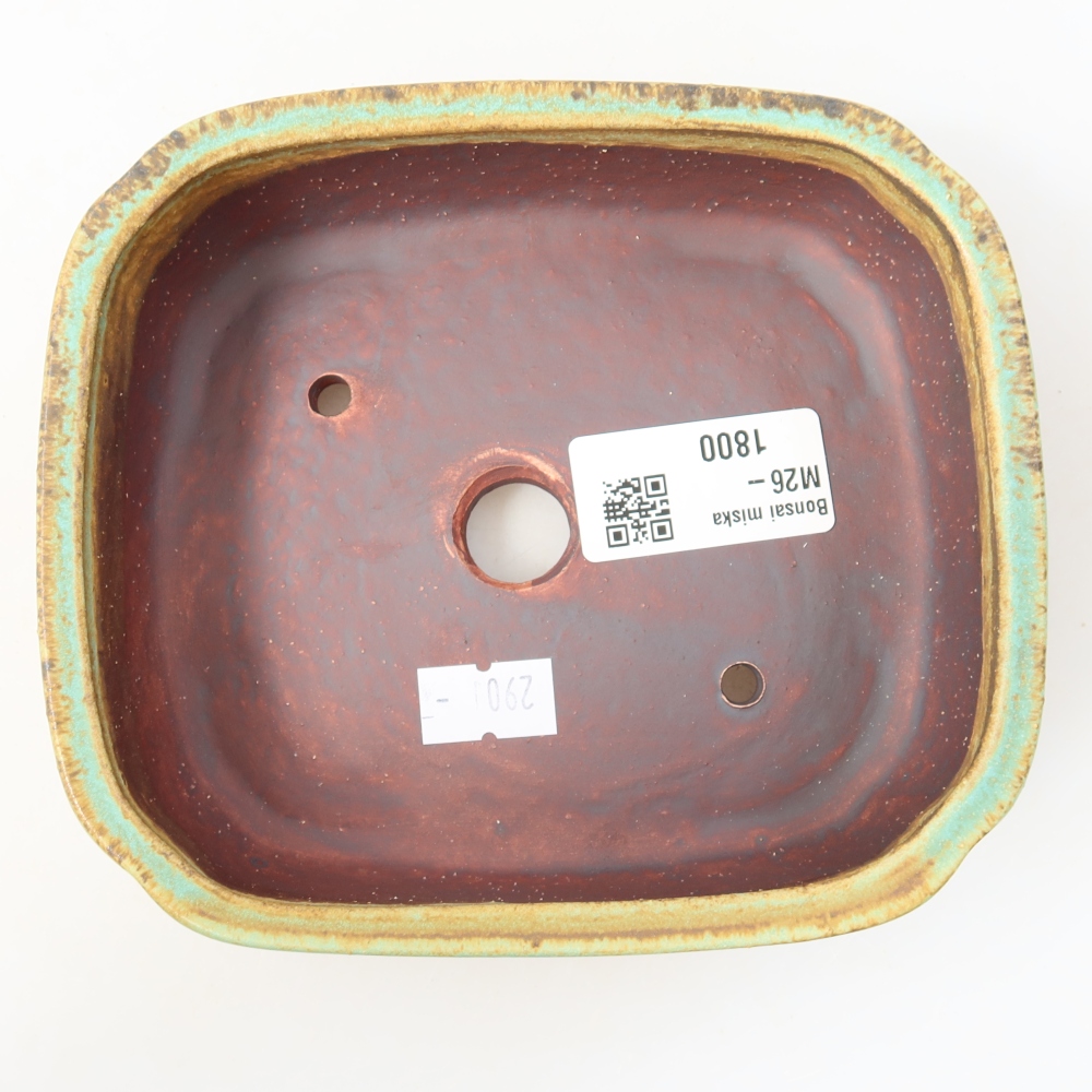 Ceramic bonsai pot, 14 x 12 x 4 cm, green