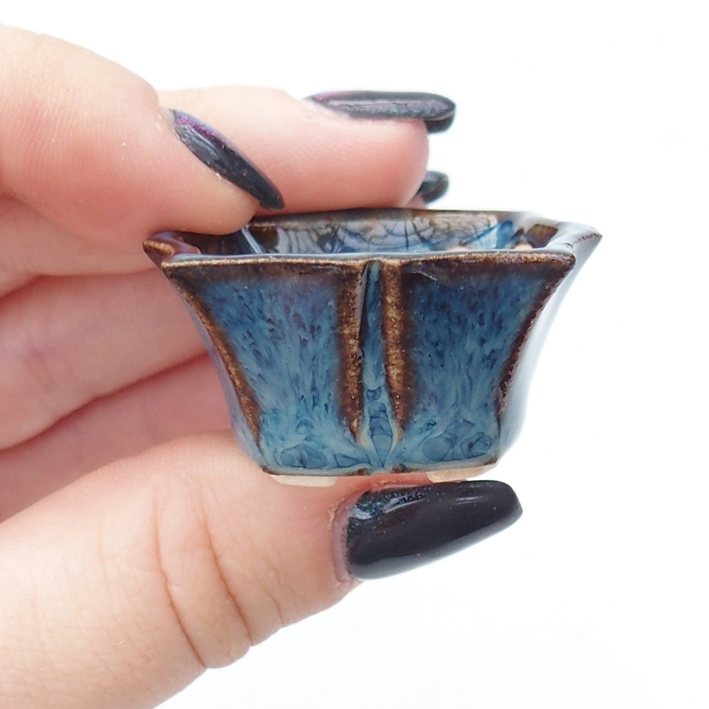 Mini bonsai bowl 3,5 x 3,5 x 2 cm, colour blue