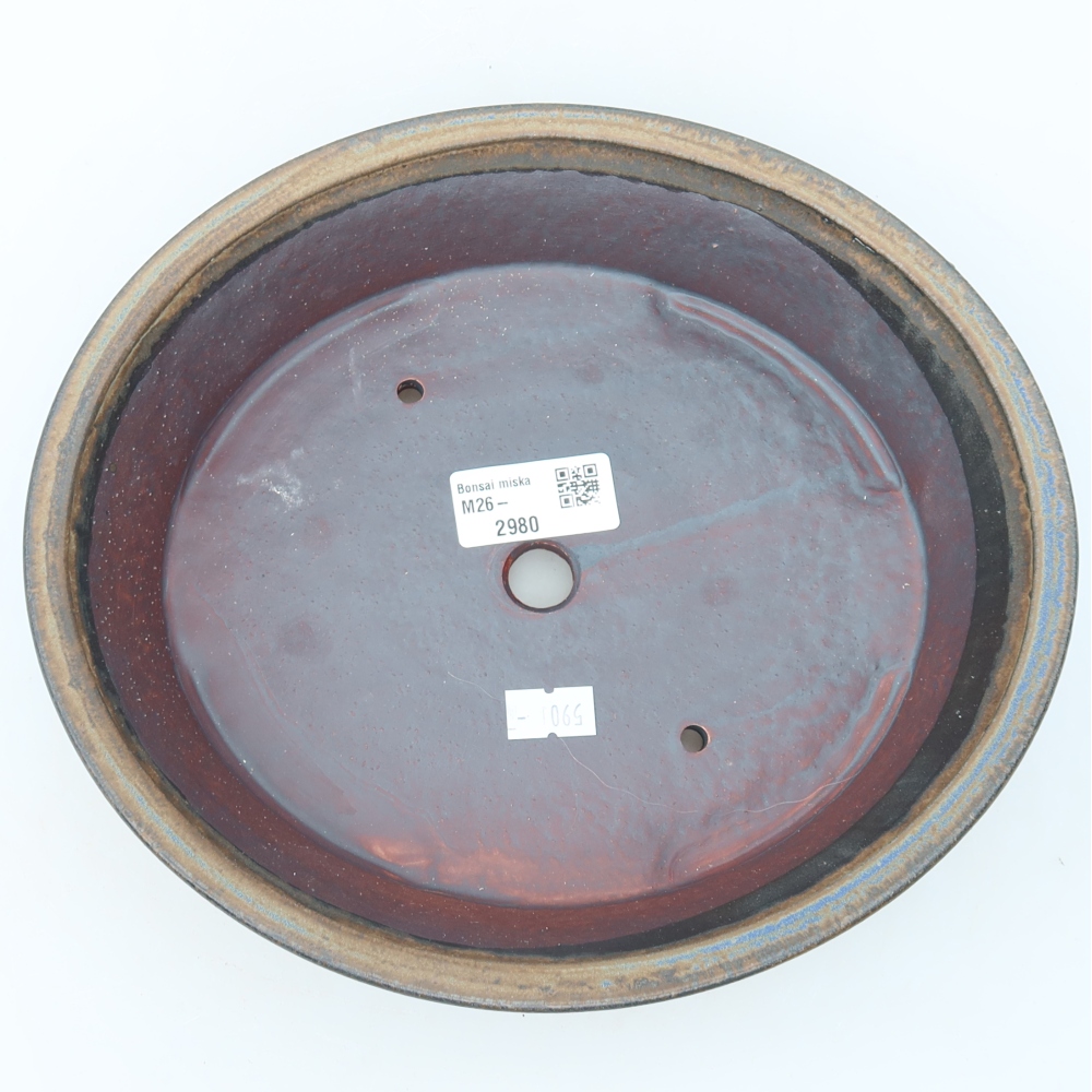 Ceramic bonsai pot, 24 x 21.5 x 5.5 cm, brown