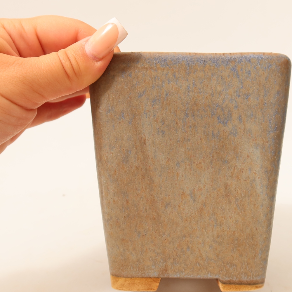 Ceramic bonsai pot, 10.5 x 10.5 x 12 cm, blue