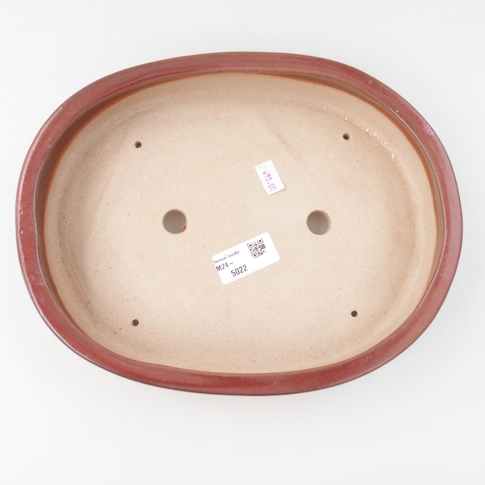Ceramic bonsai bowl 25,5 x 22 x 8 cm, color burgundy