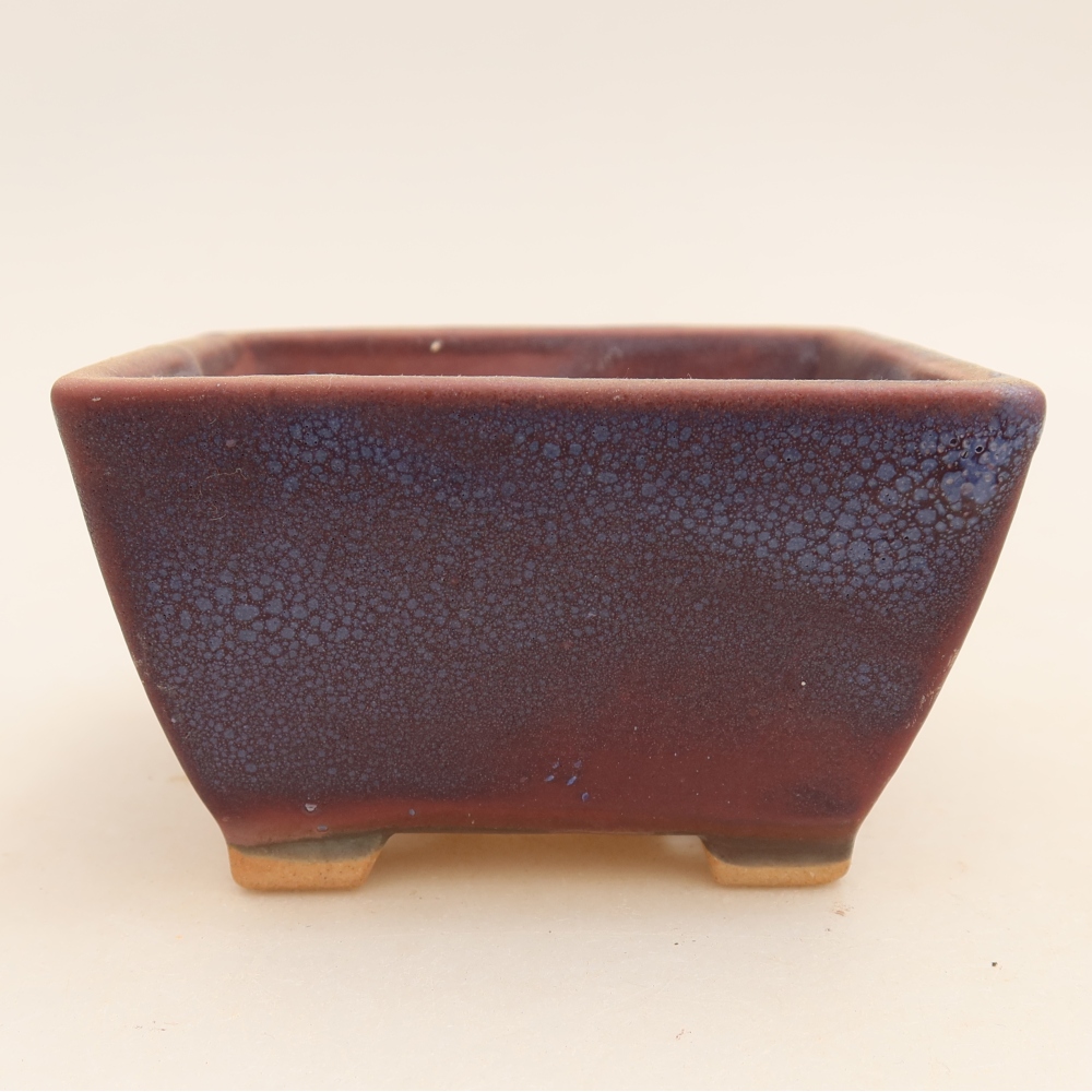 Ceramic bonsai pot, 9.5 x 9.5 x 5.5 cm, purple