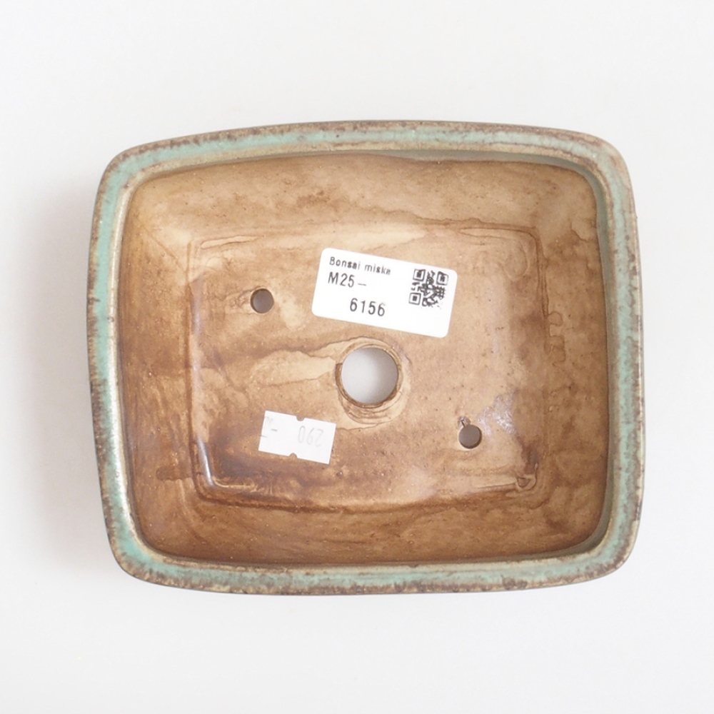 Ceramic bonsai bowl 14 x 12 x 5 cm, color green