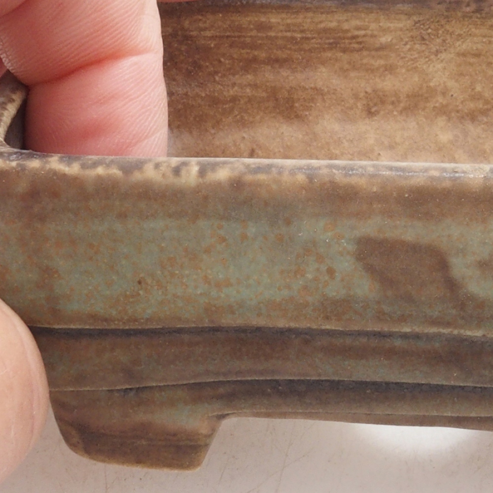 Ceramic bonsai bowl 9 x 7,5 x 3,5 cm, color green
