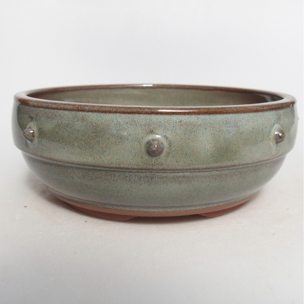 Ceramic bonsai bowl 16 x 16 x 7 cm, green