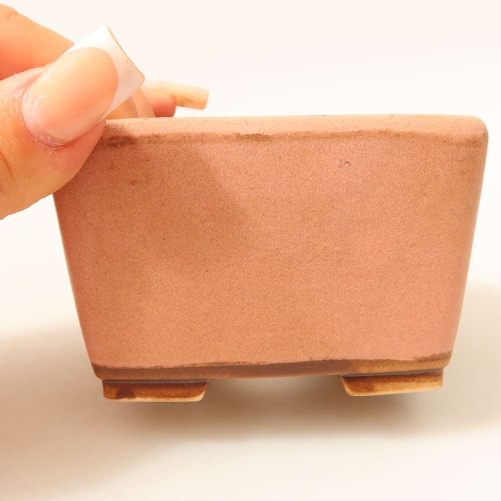 Ceramic bonsai pot, 8.5 x 8.5 x 5.5 cm, pink