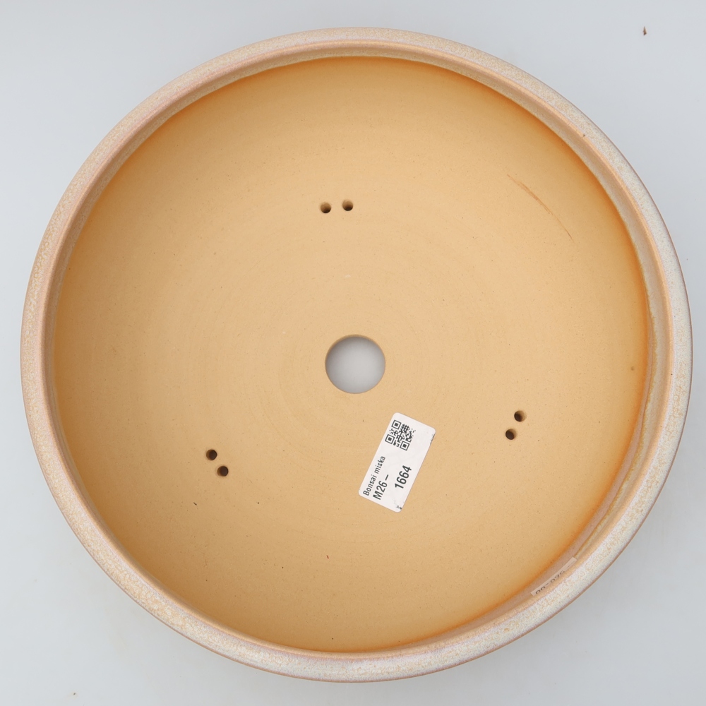 Ceramic bonsai pot, 25.5 x 25.5 x 7.5 cm, beige