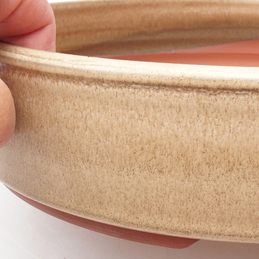 Ceramic bonsai bowl 25 x 25 x 6 cm, color beige