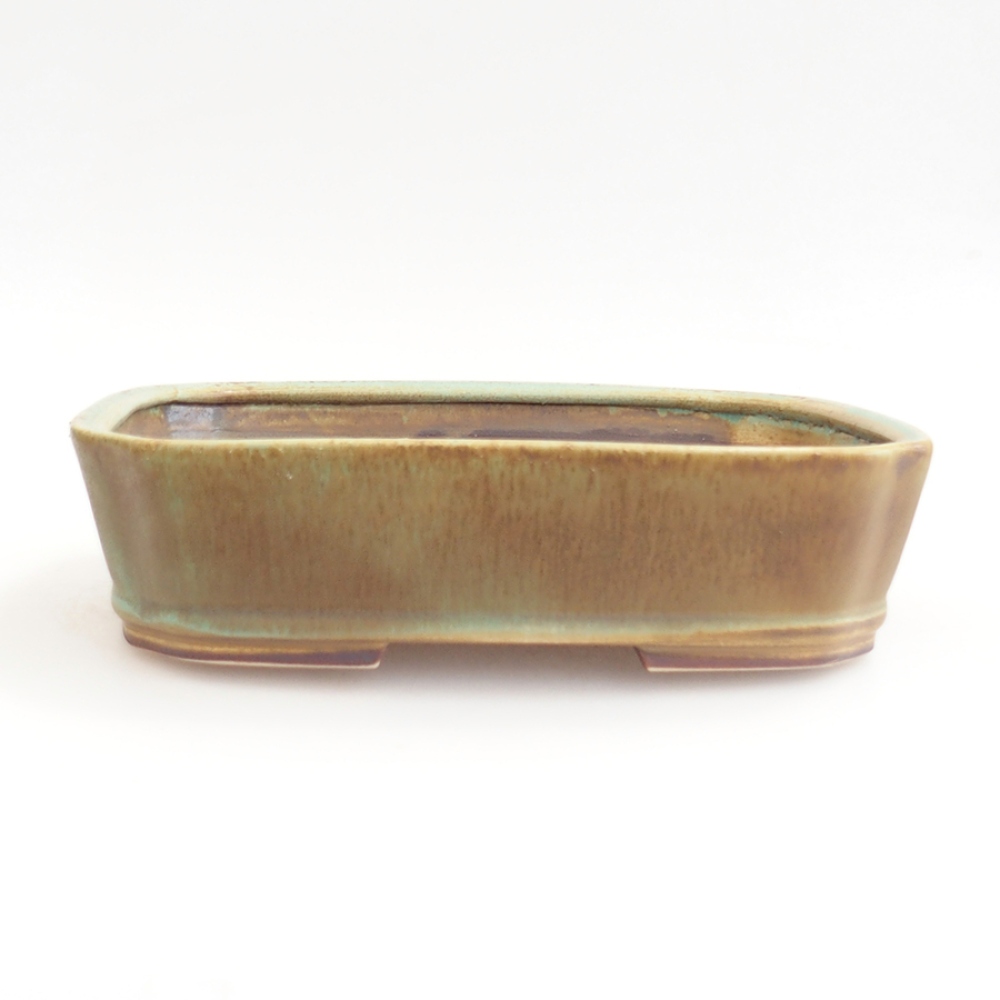 Ceramic bonsai bowl 24 x 20,5 x 6 cm, green
