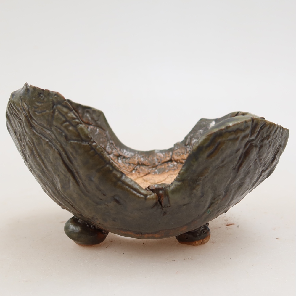 Ceramic Shell  10.5 x 8.5 x 6 cm, brownish-green