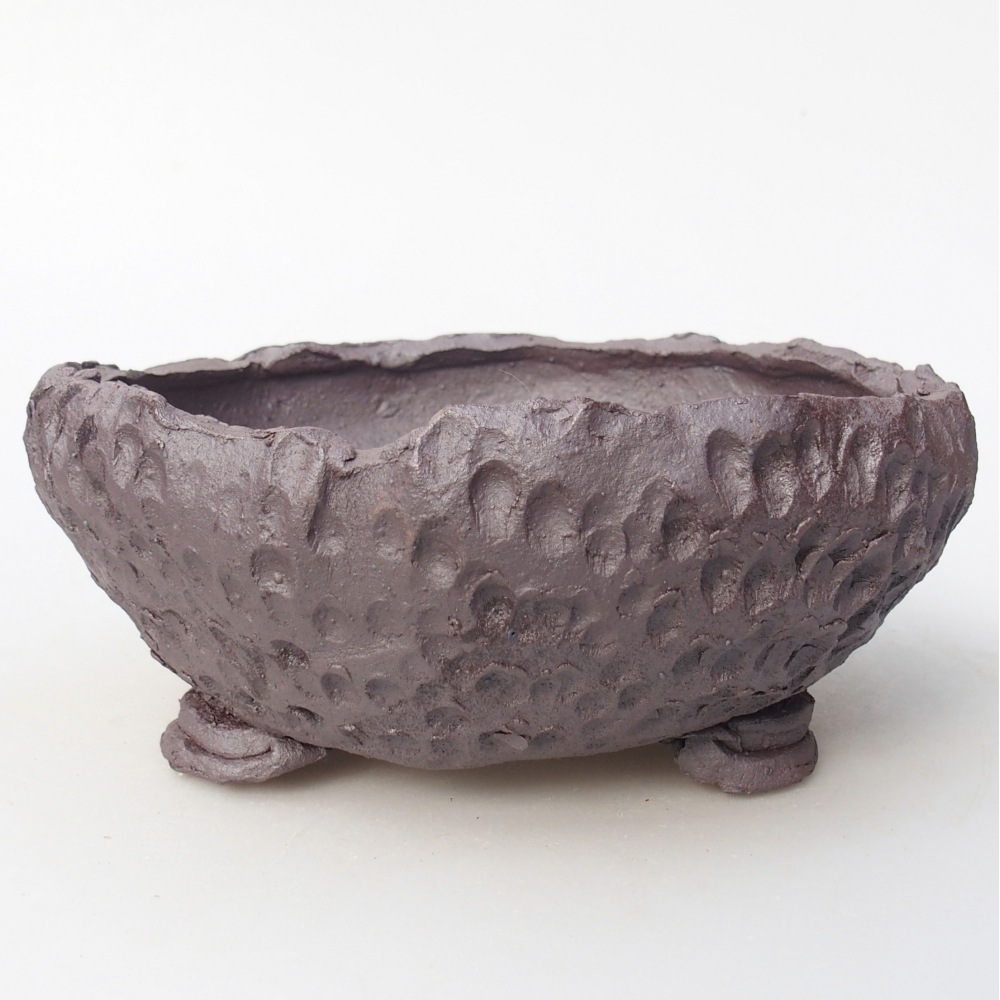 Ceramic bonsai bowl 17 x 17 x 7,5 cm, metal colour