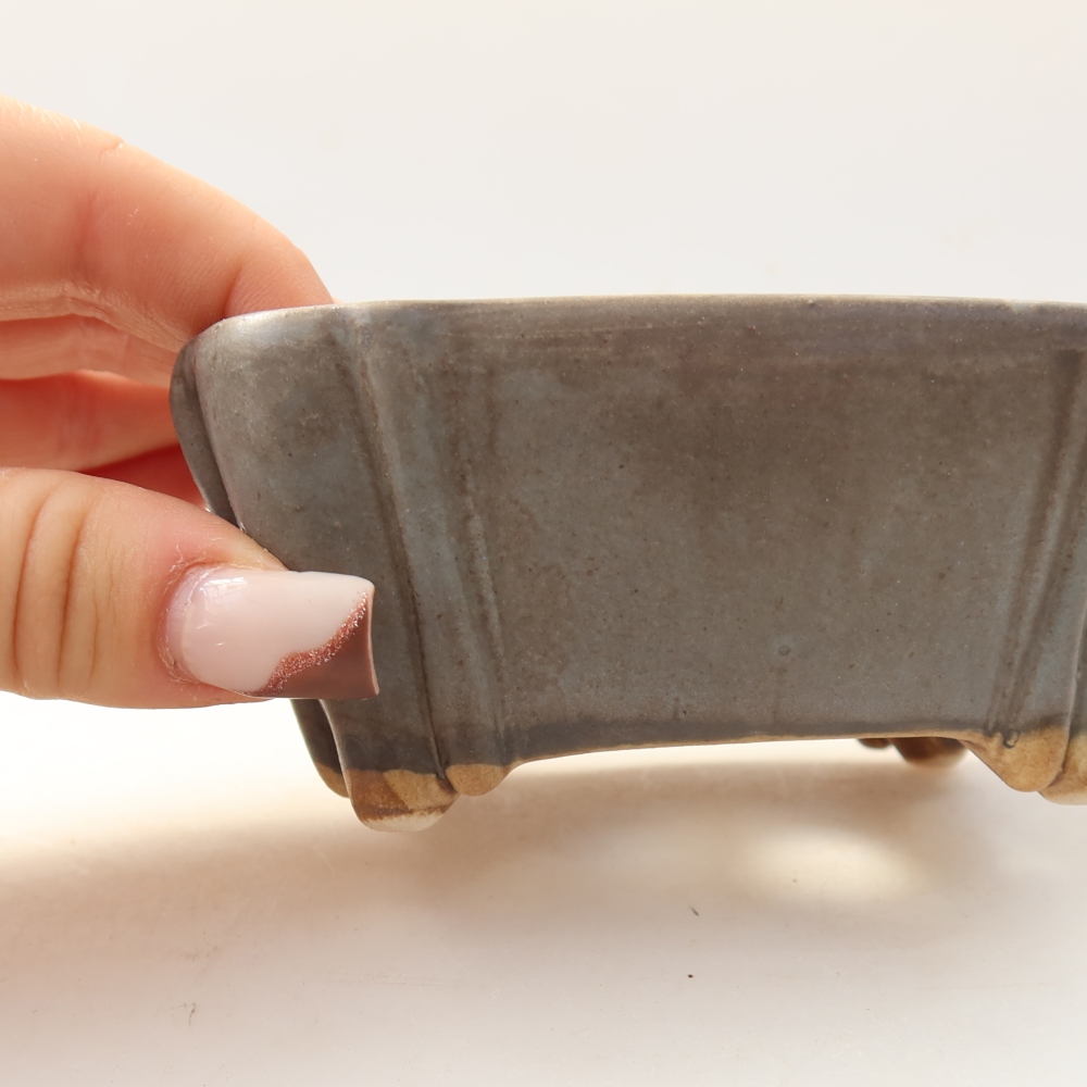 Ceramic bonsai pot, 10.5 x 8.5 x 5 cm, blue